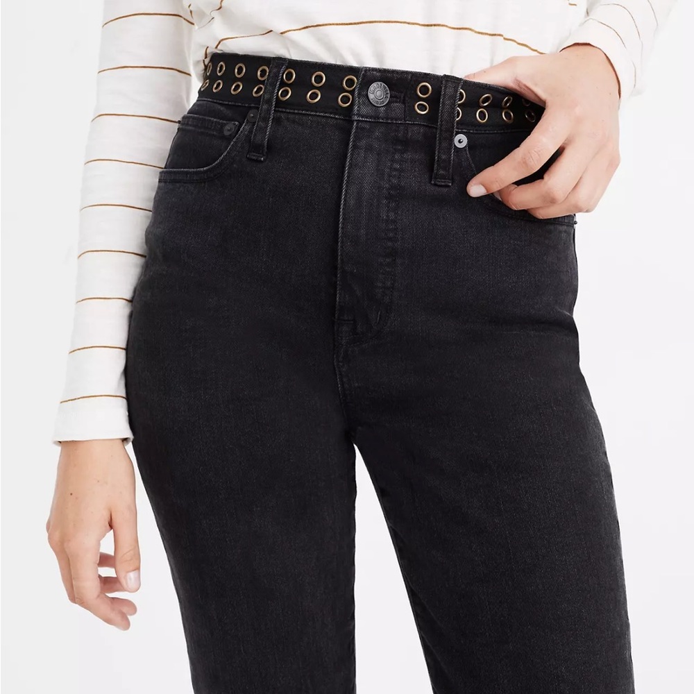 Madewell classic straight jeans in lunar wash: grommet edition